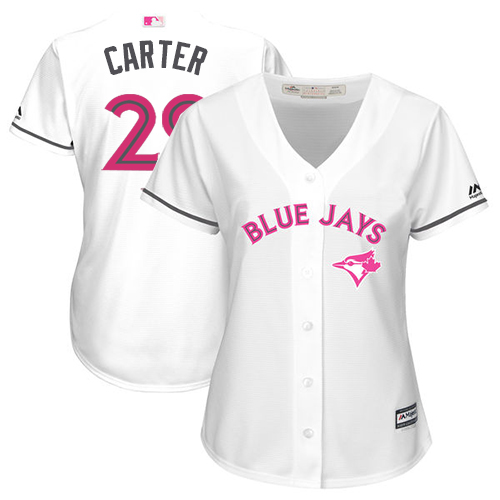 Blue Jays #29 Joe Carter White Mother's Day Cool Base Women's Stitched MLB Jersey - Click Image to Close